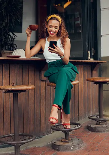 young woman enjoying a cup of coffee